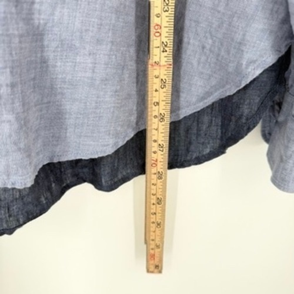 Reiss Lianna Linen Colorblock Button Down Shirt Blue Long Sleeve Lightweight 2 - Picture 14 of 16